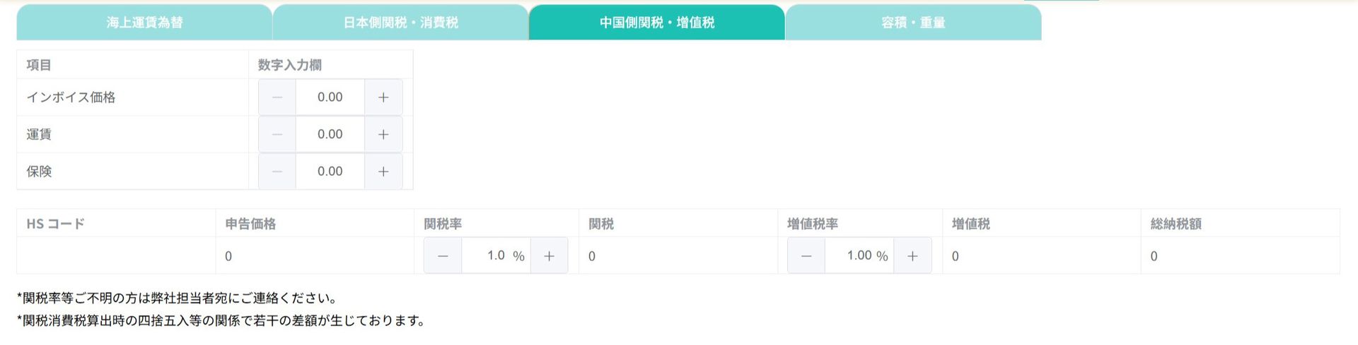 中国側関税シミュレーター